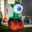 Animated Inflatable Light-Up Cauldron with Eyeball Halloween Outdoor Yard Decoration - 5 ft