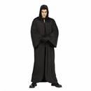 Adults Full-Length Hooded Black Polyester Robe - One Size