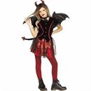 Girls Black & Red Dress Devil Costume with Wings - Large 12-14