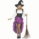 Womens Black, Purple & White Renaissance Witch Dress Costume