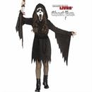 Kids Ghost Face Glitter Bling Hooded Dress Costume