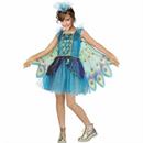 Kids Peacock Dress Costume with Wings - Large 12-14