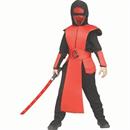 Kids Red & Black Polyester Ninja Guard Costume