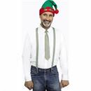 Adults Red, White & Green Stripe Holly Day Christmas Suspenders Kit