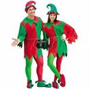Adults Red, Green & Gold Elegant Elf Costume