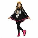 Kids Day of the Dead Skeleton Poncho Costume Accessory