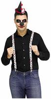 Adults Evil Clown Red, Black & White Suspender Set Costume