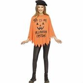 Kids Black & Orange Pumpkin Poncho Costume