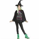 Kids Black, Green & Purple Witch Poncho Costume