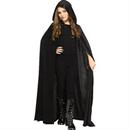 Kid's Black Hooded Velour Cape Costume Accessory