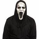 Adults Silent Screamer Half Mask with Attached Black Hood - One Size