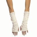 Adults White & Ivory Long Tattered Fingerless Sleevelets Costume Acesssory