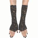 Adults Black Stretch Lace Long Fingerless Sleevelets Costume Accessory