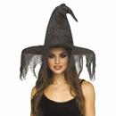 Adults Black Tattered Witch Hat Costume Accessory