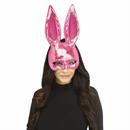 Adults Pink Mirror Bling Bunny Half Mask