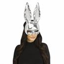 Adults Silver Mirror Bling Bunny Half Mask