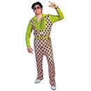Adults Swaggertown Pink & Green Feather-Print Pantsuit Costume