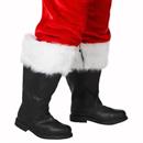 Men's Black Santa Boot with White Fur Cuff