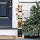 3 Ft. Large Classic Gold Wood Holiday Nutcracker with Scepter
