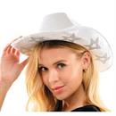 Adults White Cowboy Hat with Silver Studded Rhinestone Stars