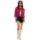 Adults Pink Short-Sleeved Tinsel Fringe Tie-Front Shirt Costume Accessory