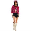 Adults Pink Short-Sleeved Tinsel Fringe Tie-Front Shirt Costume Accessory