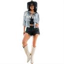 Adults Silver Short-Sleeved Tinsel Fringe Tie-Front Shirt Costume Accessory