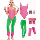 Adults Pink & Neon Green 80's Workout Costume