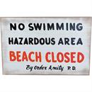 JAWS NO SWIMMING WOOD SIGN