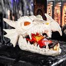 Light-Up Dragon Skull Candy Bowl Halloween Decoration 8"