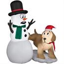 4 Ft. Airblown Inflatable Snowman with Golden Retriever Outdoor Yard Decoration