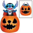 5 Ft. Airblown Inflatable Animated Lilo & Stitch Vampire Stitch with Jack-O'-Lantern Halloween Outdoor Yard Decoration