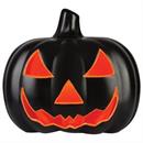 Scary Black Jack O Lantern with Orange Light Halloween Decoration, 17"