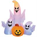 5 Ft. Airblown Inflatable Lightshow Rainbow Wave Ghost Trio with Jack-O'-Lantern Halloween Outdoor Decoration