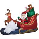 Airblown Animated Luxe Waving Santa w\/ Rocking Reindeer on a Cloud 84\ Inflatable Christmas Outdoor Yard Decor