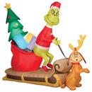 Airblown Grinch and Max With Sleigh 78\ Inflatable Christmas Outdoor Yard Decor