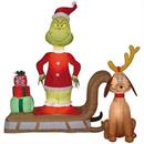 6 Ft. Airblown Inflatable Dr. Seuss How the Grinch Stole Christmas Grinch & Max with Sled Outdoor Yard Decoration