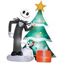 6 Ft. Airblown Blowup Inflatable Jack & Zero with Christmas Tree & Built-In Lights Yard Decoration