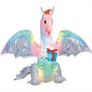 6 Ft. 10" Airblown Inflatable Rainbow Lightshow Dragon with Flaming Mouth Christmas Outdoor Yard Decoration