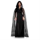 Adults Black Spider Web Hooded Cape - One Size