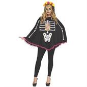Poncho Day Of Dead Ad One Size Costume