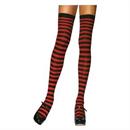 Stockings Thigh High Striped Black & Red