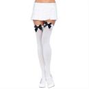 White Thigh High Stockings with Black Bows