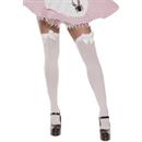 White Thigh High Stockings With White Bows
