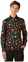 OppoSuits Teen Boys' Shirts SHIRT LS Christmas Icons Black